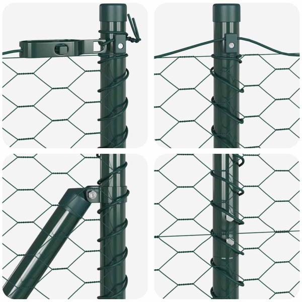 Zaun Set Set aus 2 Grün Metall 25m x 1.5m Langlebig Zaun Set