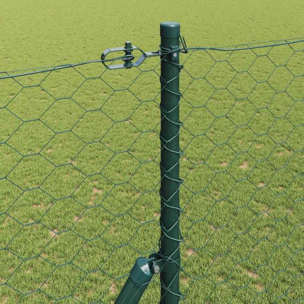 Zäunung Set Set aus 2 Grün Pulverbeschichteter Stahl 25 x 1,5 m