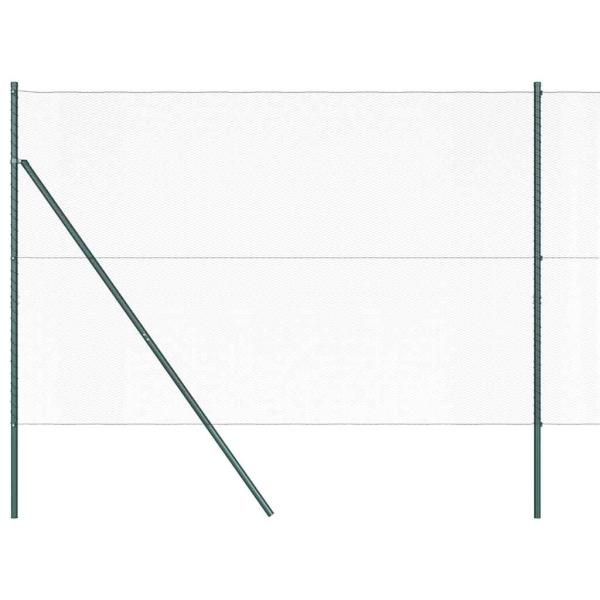 Sechseckzaun Grün 1,6x25 m Stahl, Zaunpfosten 13 Stück Grün Ø32 mm 210 cm verzinkter Stahl