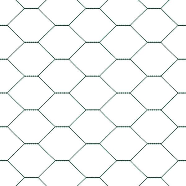 Sechseckzaun Grün 0.6x50 m Stahl, Zaunpfosten 13 Stück Grün Ø32 mm 100 cm verzinkter Stahl