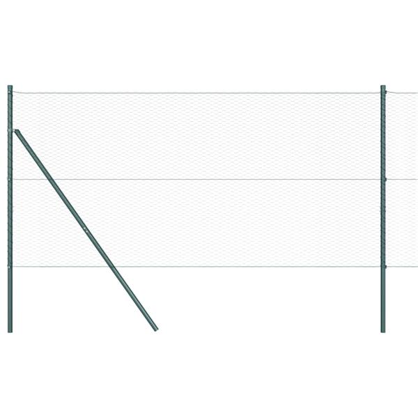 Sechseckzaun Grün 1x50 m Stahl, Zaunpfosten 13 Stk. Grün Ø32 mm 150 cm verzinkter Stahl