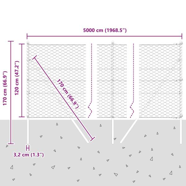 Sechseckiger Zaunbodenfixierung 50 x 1,2 m Grün Netz