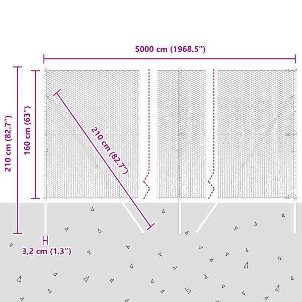 Sechseckiger Zaunbodenfixierung 50 x 1,6 m Grün Netz