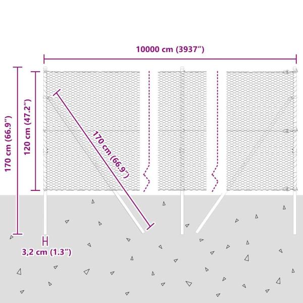 Bodenmontierter Sechseckzaun 100 x 1,2 m Grün Netz
