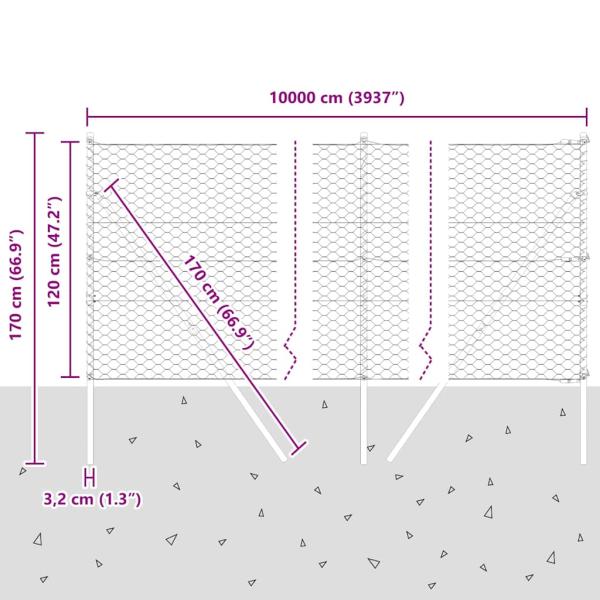 Bodenmontierter Sechseckzaun 100 x 1,2 m Grün Netz