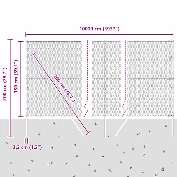 Bodenmontierter Sechseckzaun 100 x 1,5 m Grün Netz