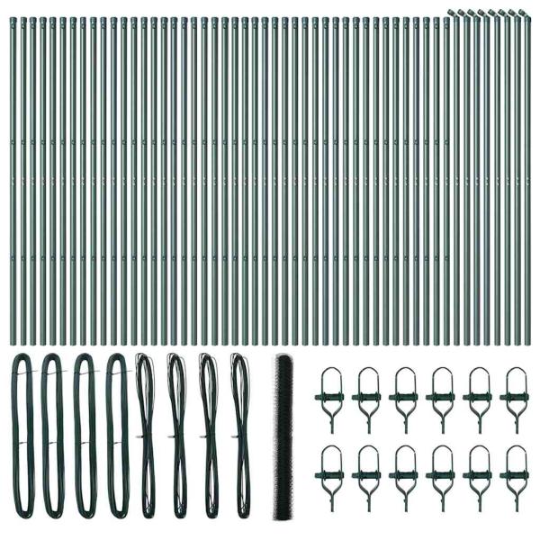 Sechseckzaun Grün 1,5x100 m Stahl, Zaunpfosten 13 Stück Grün Ø32 mm 200 cm verzinkter Stahl