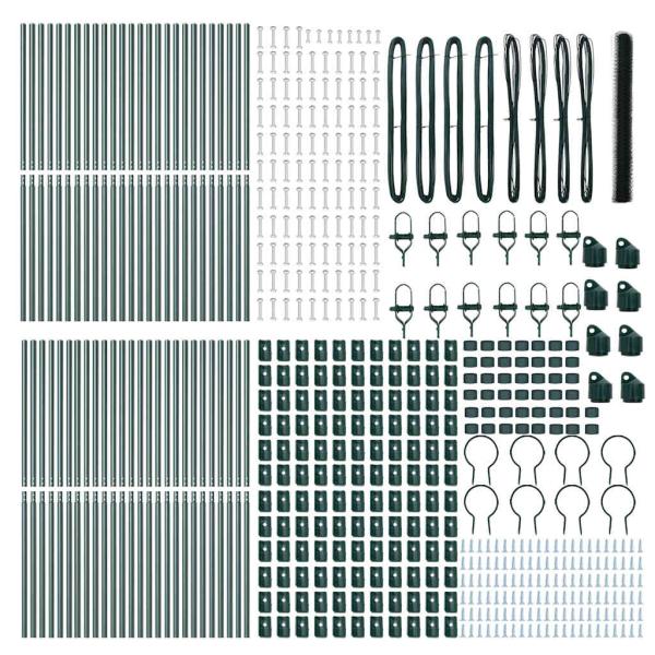 Hexagon Zaun Grün 1,5x100 m Stahl, Zaunpfosten 13 Stück Grün Ø32 mm 200 cm Verzinkter Stahl
