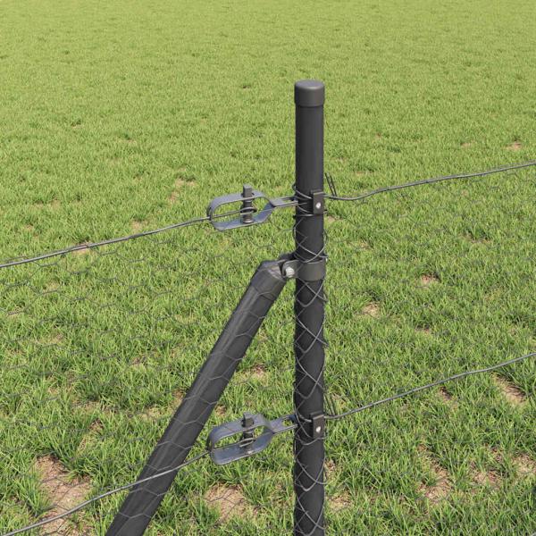 Zaun-Set Set aus 2 Grau Verzinkter Stahl 25 x 0,5 m Erweiterbar