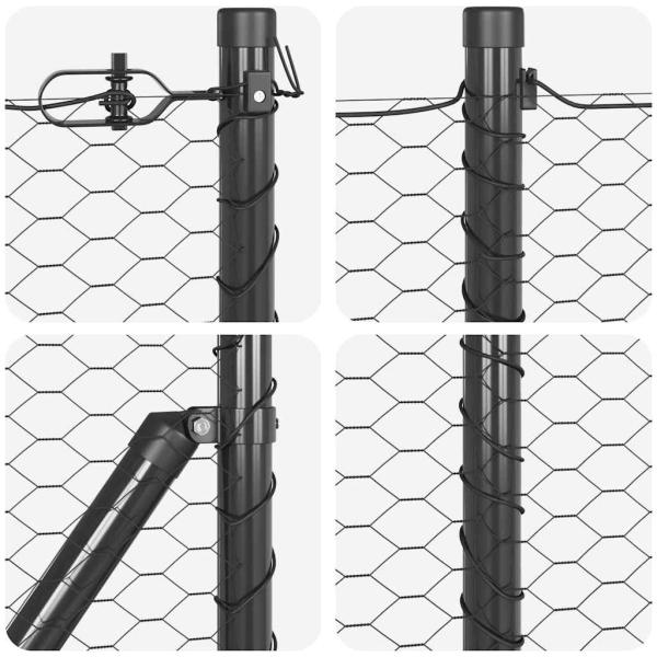 Zaun-Set Set aus 2 Grau Verzinkter Stahl 25 x 0,5 m Erweiterbar