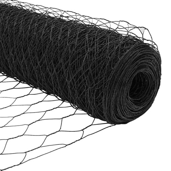 Sechseckzaun grau 0,8x25 m Stahl, Zaunpfosten 13 Stück grau Ø32 mm 120 cm verzinkter Stahl