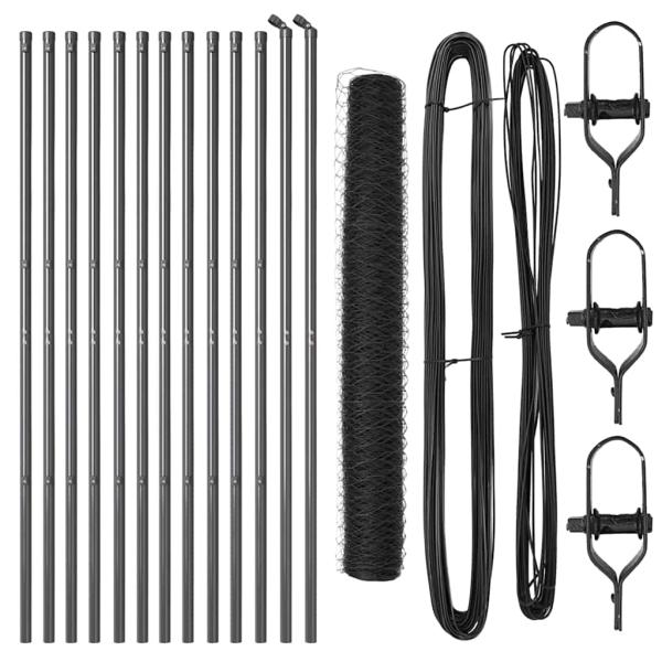 Zaunset Set von 2 Grau Metall 25 x 1,2 m Langlebig