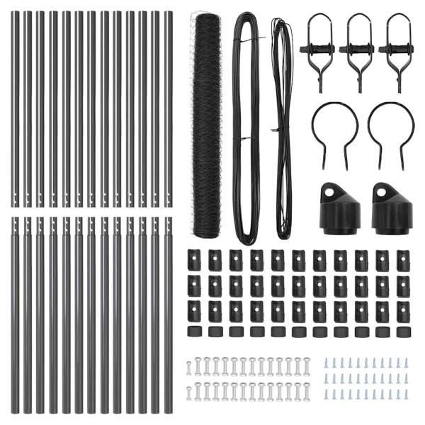 Zaunset Set von 2 Grau Metall 25 x 1,2 m Langlebig