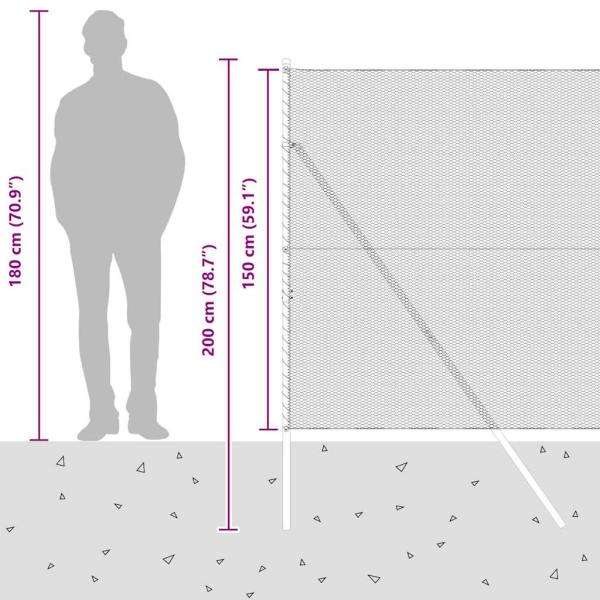 Sechseckiger Zaunbodenfixierung 25 x 1,5 m Grau Netz