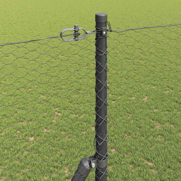 Zaunset Set aus 2 Grau Stahl 25 x 1,5 m Langlebig