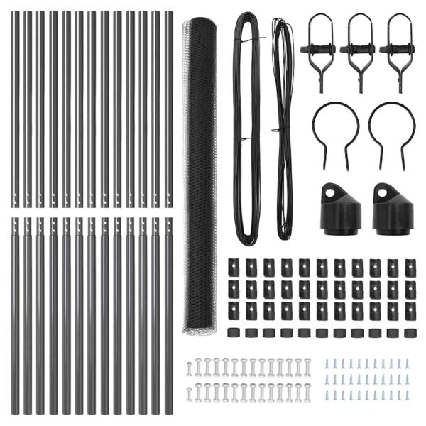 Zaunset Set aus 2 Grau Stahl 25 x 1,5 m Langlebig