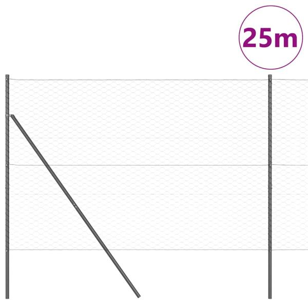 Zaunset Set aus 2 Grau Verzinkter Stahl 25m x 1.5m Langlebig