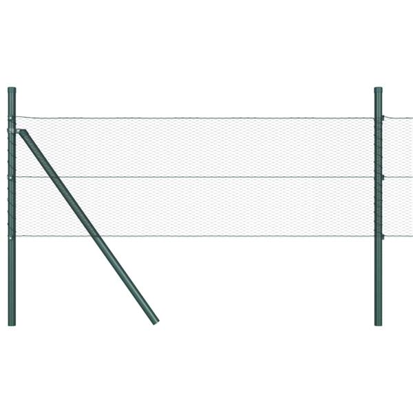 Sechseckzaun Grau 0,4x50 m Stahl, Zaunpfosten 13 Stück Grün Ø32 mm 80 cm Verzinkter Stahl