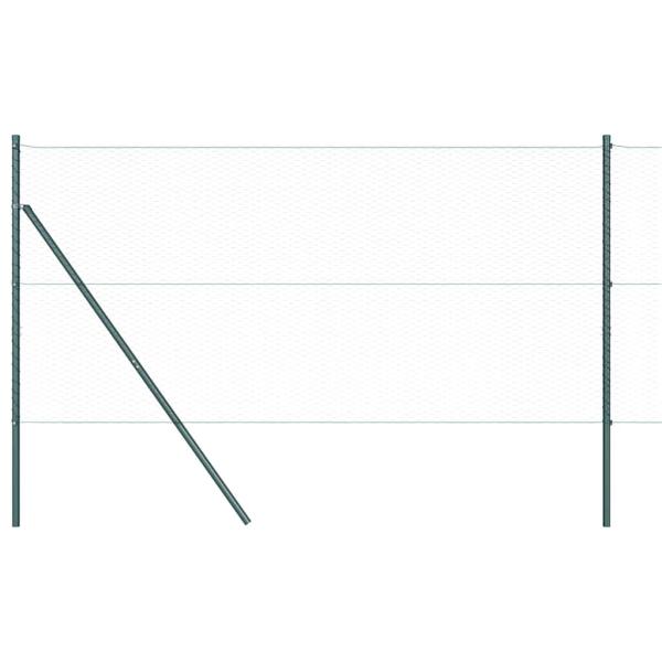 Hexagonzaun Grau 1,2x50 m Stahl, Zaunpfosten 13 Stück Grün Ø32 mm 170 cm Verzinkter Stahl