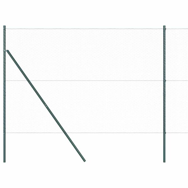 Sechseckzaun Grau 1,5x50 m Stahl, Zaunpfosten 13 Stück Grün Ø32 mm 200 cm verzinkter Stahl