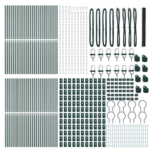 Sechskantzaun Grau 1,5x100 m Stahl, Zaunpfosten 13 Stück Grün Ø32 mm 200 cm Verzinkter Stahl