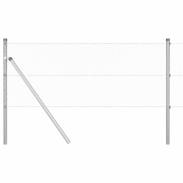 Sechseckzaun 0,6x10 m Verzinkter Stahl, Zaunpfosten 7 Stück Ø32 mm 100 cm Verzinkter Stahl