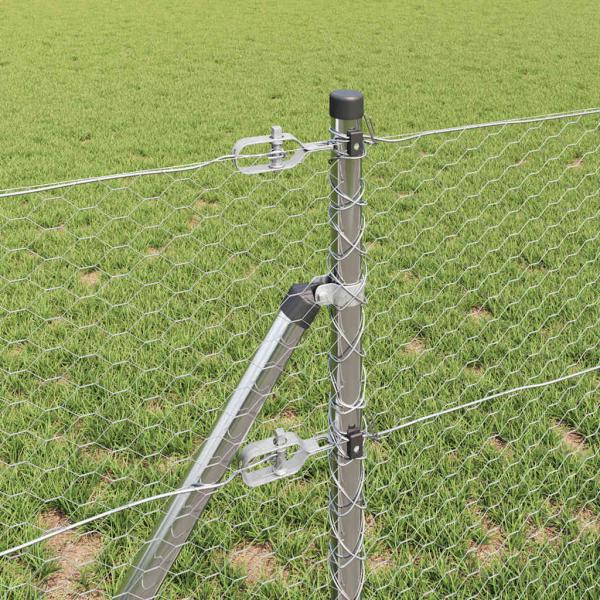 Bodenmontierter Sechseckzaun 10 x 0,6 m Verzinkter Stahl Silber