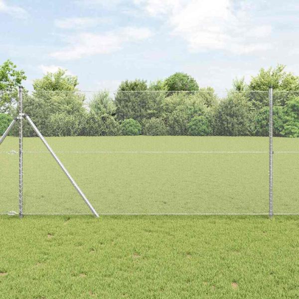 ARDEBO.de - Sechseckzaun 1x10 m Verzinkter Stahl, Zaunpfosten 7 Stk Ø32 mm 150 cm Verzinkter Stahl