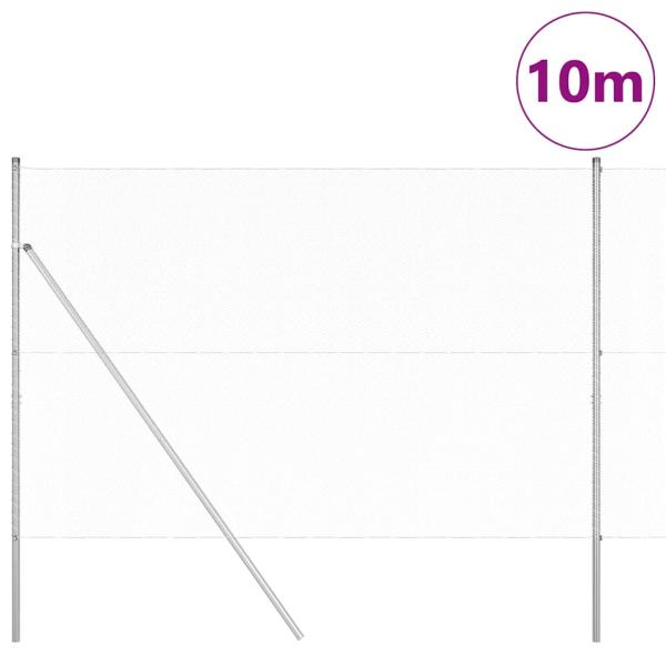 Sechseckzaun 1,6x10 m Verzinkter Stahl, Zaunpfosten 7 Stk Ø32 mm 210 cm Verzinkter Stahl