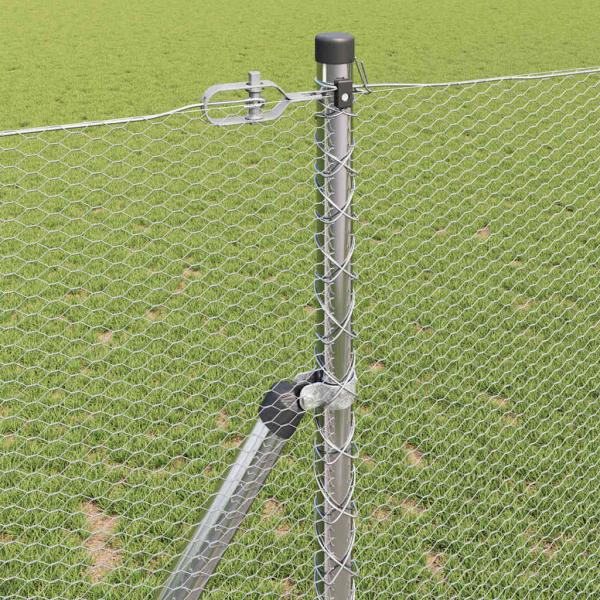 Bodenmontierter Sechseckzaun 25 x 1 m Verzinkter Stahl Silber