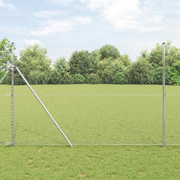 ARDEBO.de - Bodenmontierter Sechseckzaun 25 x 1,5 m Verzinkter Stahl Silber