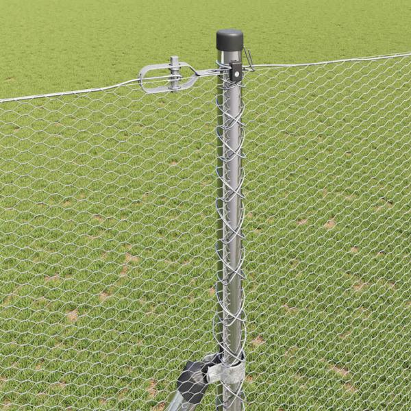 Sechseckzaun 1,6x25 m Feuerverzinkter Stahl, Zaunpfosten 13 Stück Ø32 mm 210 cm Feuerverzinkter Stahl