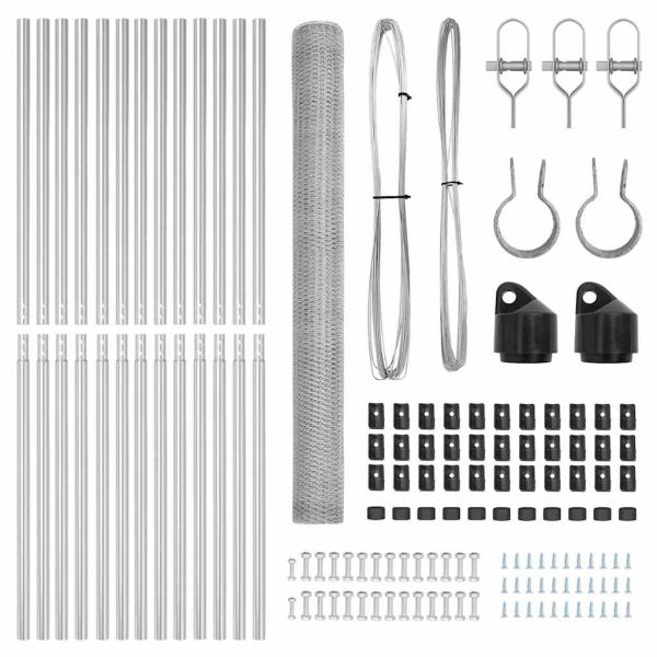 Sechseckzaun 1,6x25 m Feuerverzinkter Stahl, Zaunpfosten 13 Stück Ø32 mm 210 cm Feuerverzinkter Stahl
