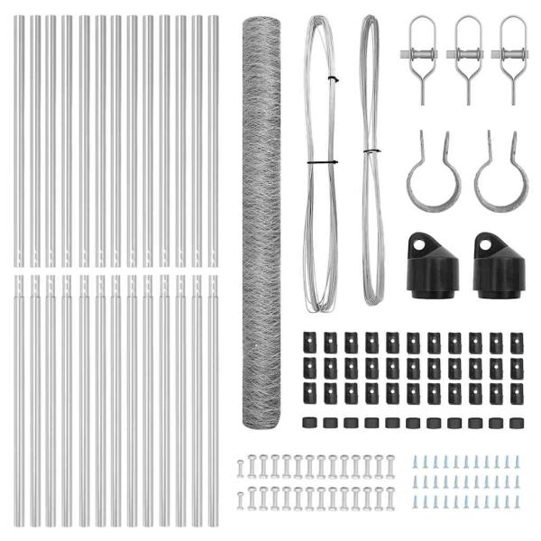Sechseckzaun 1,6x25 m Verzinkter Stahl, Zaunpfeiler 13 Stück Ø32 mm 210 cm Verzinkter Stahl