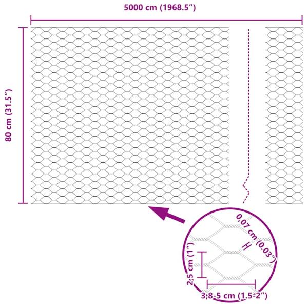 Sechseckiger Zaunbodenfixierung 50 x 0,8 m Verzinkter Stahl
