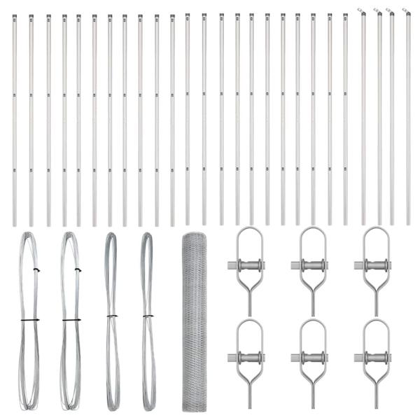 Hexagonzaun 1x50 m Feuerverzinkter Stahl, Zaunpfosten 13 Stk Ø32 mm 150 cm Feuerverzinkter Stahl