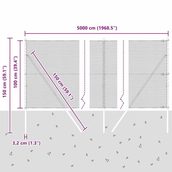 Bodenmontierter Sechseckzaun 50 x 1 m Verzinkter Stahl Silber