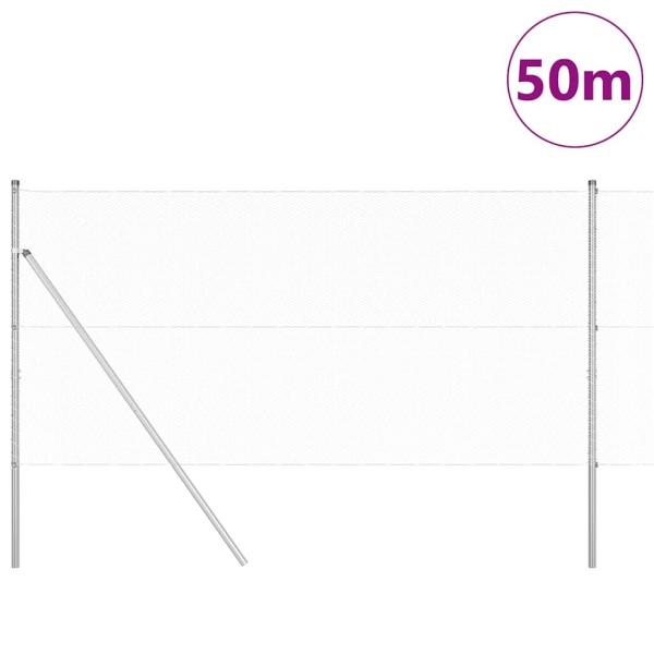 Sechseckzaun 1,2x50 m verzinkter Stahl, Zaunpfosten 13 Stück Ø32 mm 170 cm verzinkter Stahl