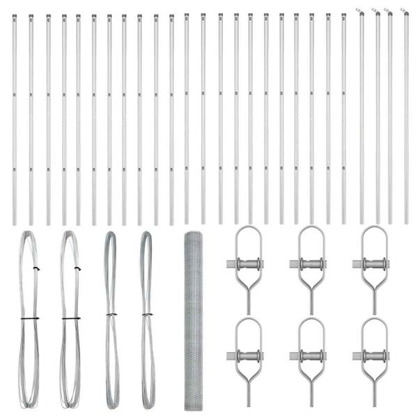 Hexagon Zaun 1,5x50 m verzinkter Stahl, Zaunpfosten 13 Stück Ø32 mm 200 cm verzinkter Stahl