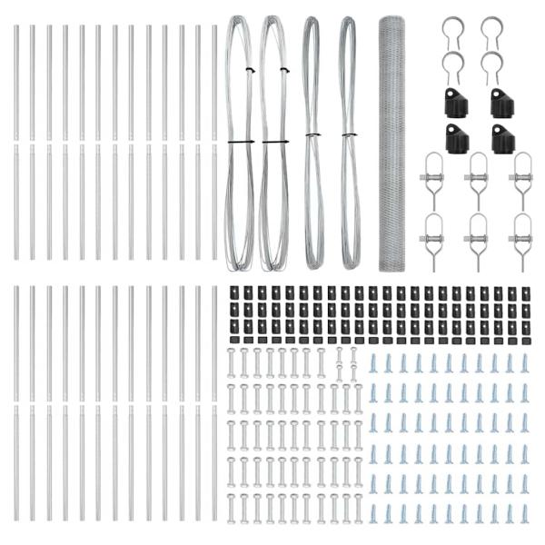 Hexagon Zaun 1,5x50 m verzinkter Stahl, Zaunpfosten 13 Stück Ø32 mm 200 cm verzinkter Stahl