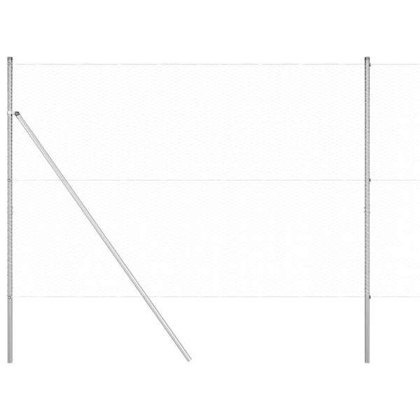 Hexagon Zaun 1,5x50 m verzinkter Stahl, Zaunpfosten 13 Stück Ø32 mm 200 cm verzinkter Stahl