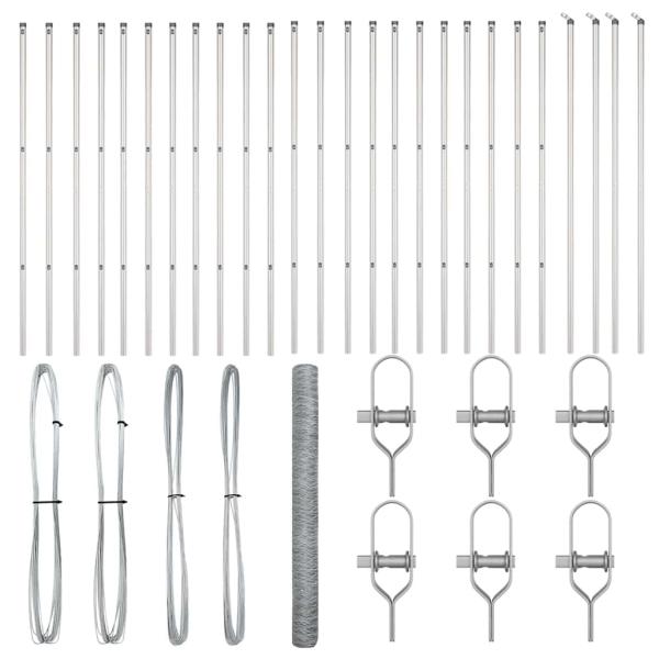 Sechseckzaun 1,6x50 m Verzinkter Stahl, Zaunpfosten 13 Stück Ø32 mm 210 cm Verzinkter Stahl