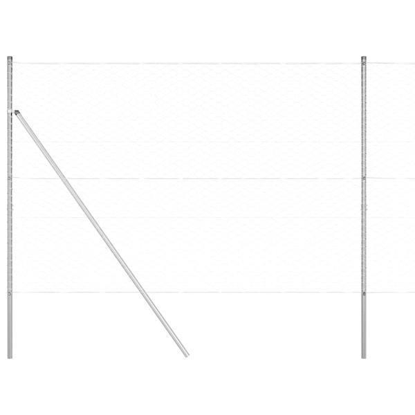Sechseckzaun 1,6x50 m Verzinkter Stahl, Zaunpfosten 13 Stück Ø32 mm 210 cm Verzinkter Stahl