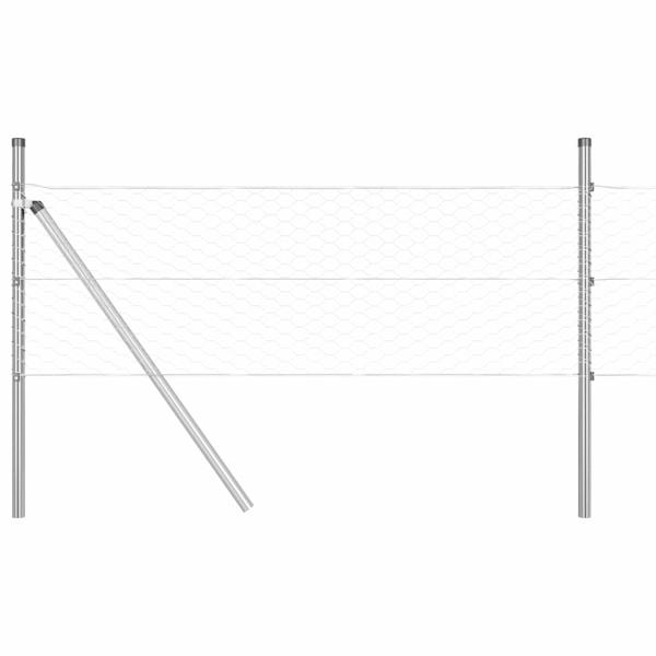 Bodenmontierter Sechseckzaun 100 x 0,8 m Verzinkter Stahl Netz