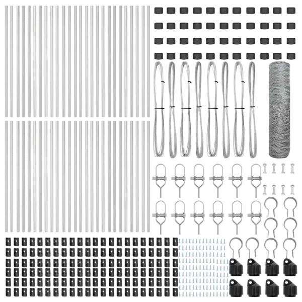 Sechseckzaun 0.8x100 m Verzinkter Stahl, Zaunpfosten 13 Stück Ø32 mm 120 cm Verzinkter Stahl