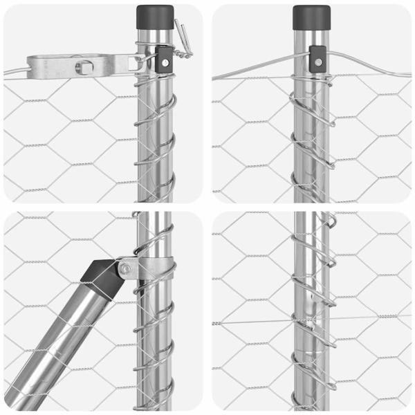 Sechseckzaun 1x100 m Verzinkter Stahl, Zaunpfosten 13 Stk Ø32 mm 150 cm Verzinkter Stahl