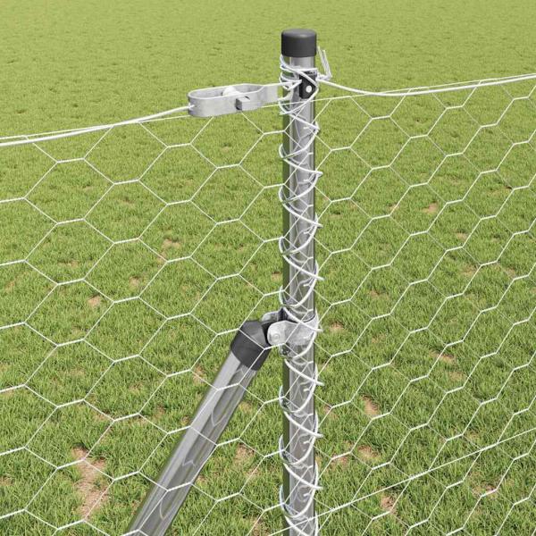Sechseckzaun 1x100 m Verzinkter Stahl, Zaunpfosten 13 Stück Ø32 mm 150 cm Verzinkter Stahl