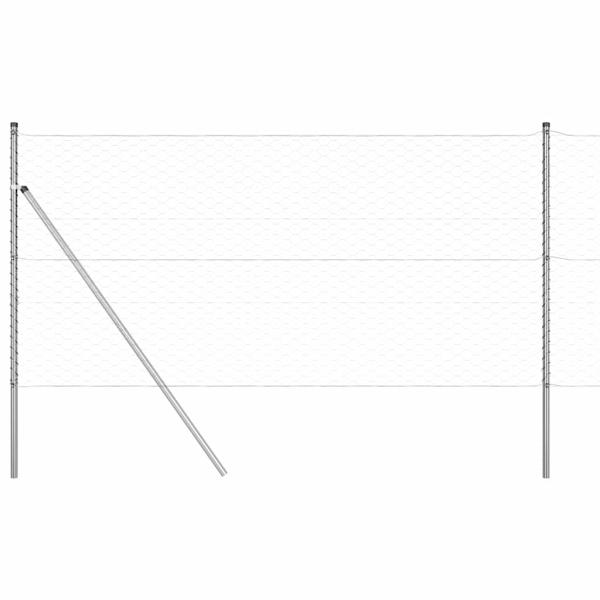 Sechseckzaun 1x100 m Verzinkter Stahl, Zaunpfosten 13 Stück Ø32 mm 150 cm Verzinkter Stahl