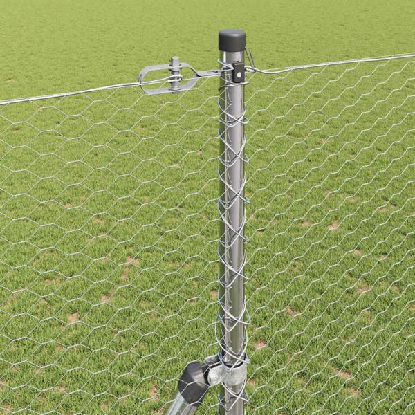Sechseck-Zaun 1,5x100 m aus verzinktem Stahl, Zaunpfosten 13 Stück Ø32 mm 200 cm aus verzinktem Stahl