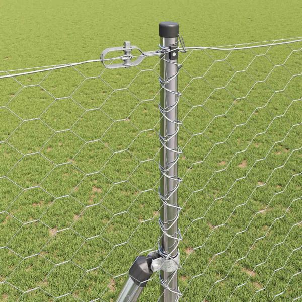 Hexagonzaun 1,5x100 m Verzinkter Stahl, Zaunpfosten 13 Stk Ø32 mm 200 cm Verzinkter Stahl